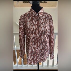 Women’s Brown and White Patterned Shirt